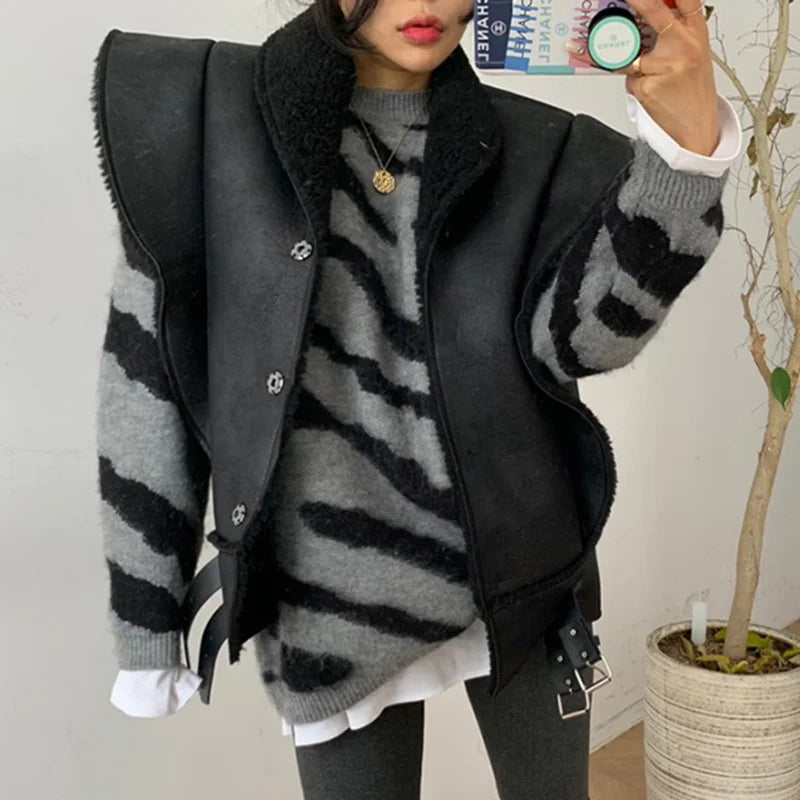 Leather Black Sleeveless Lapel Coat – Soulmate Streetwear | same ANTHEM.