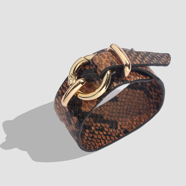 Leopard Leather Bangle Bracelet – Vintage Boho Punk Style | same ANTHEM - D0063BN