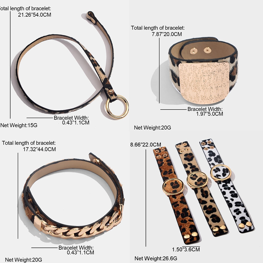 Leopard Leather Bangle Bracelet – Vintage Boho Punk Style | same ANTHEM