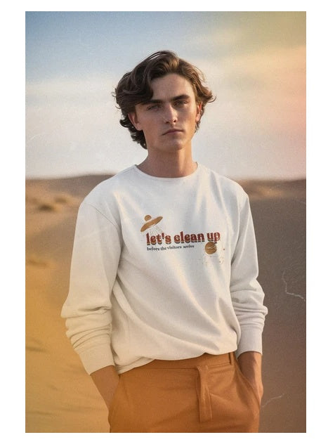 Let’s Clean Up Red Unisex Organic Cotton Sweater | same ANTHEM. Soulmate Streetwear for Friends & Besties - 2XL / Grey