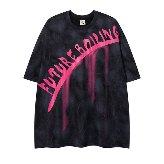 Letter Foaming Print Short Sleeve T-Shirt – Hip Hop Streetwear | same ANTHEM