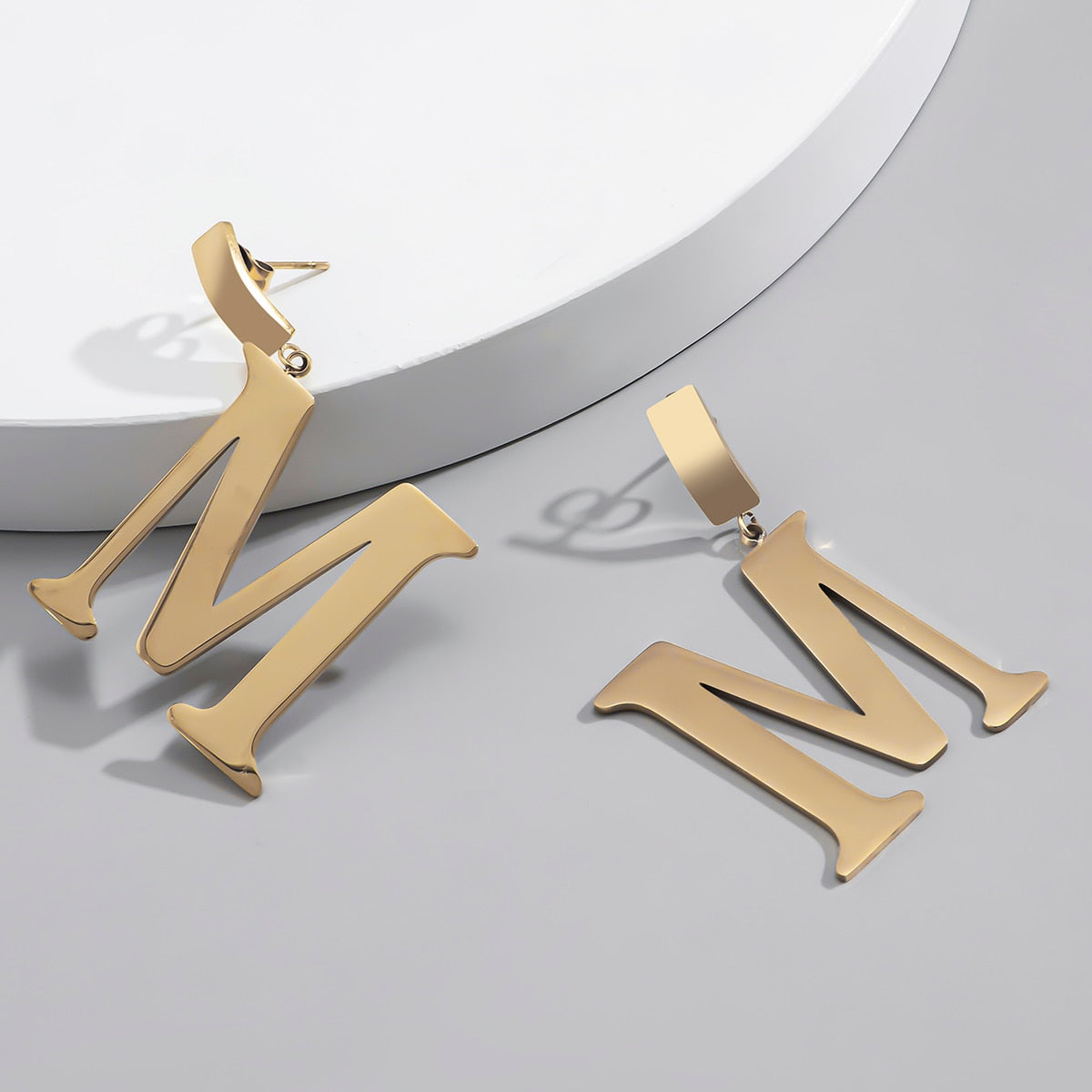 Letter M Titanium Steel Earrings – Soulmate Streetwear | same ANTHEM. - Silver Color