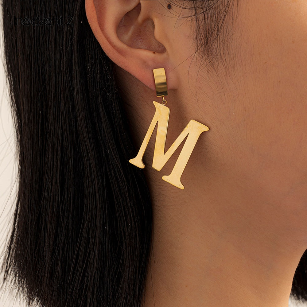 Letter M Titanium Steel Earrings – Soulmate Streetwear | same ANTHEM. - Silver Color
