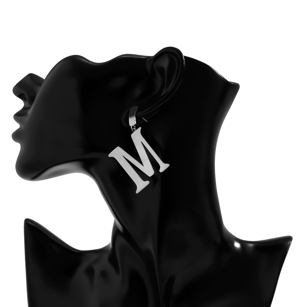 Letter M Titanium Steel Earrings – Soulmate Streetwear | same ANTHEM. - Silver Color