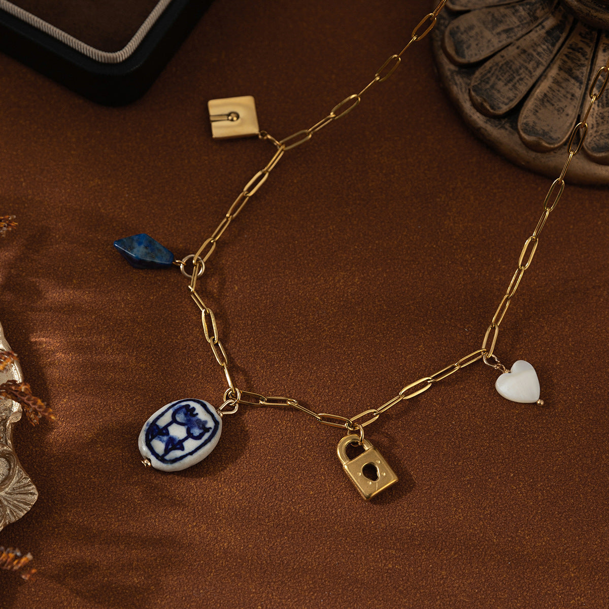 Light Luxury Flower Pendant Love Lock Necklace | Chic Boho Romantic Jewelry | same ANTHEM