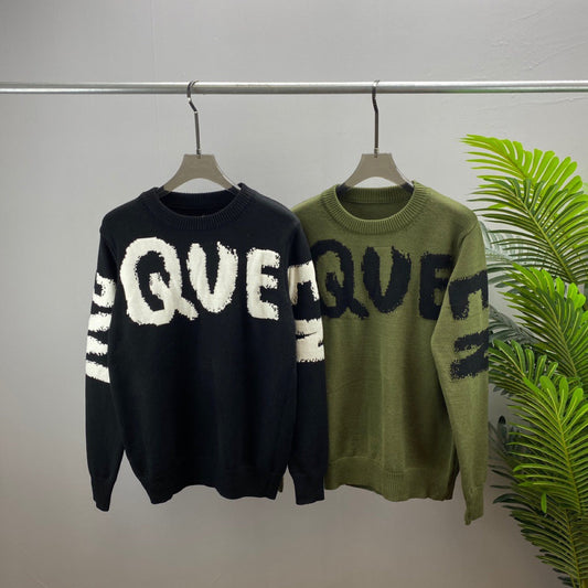 Long Sleeve Wool Sweater with Letter Print | same ANTHEM Japanese Streetwear Chic