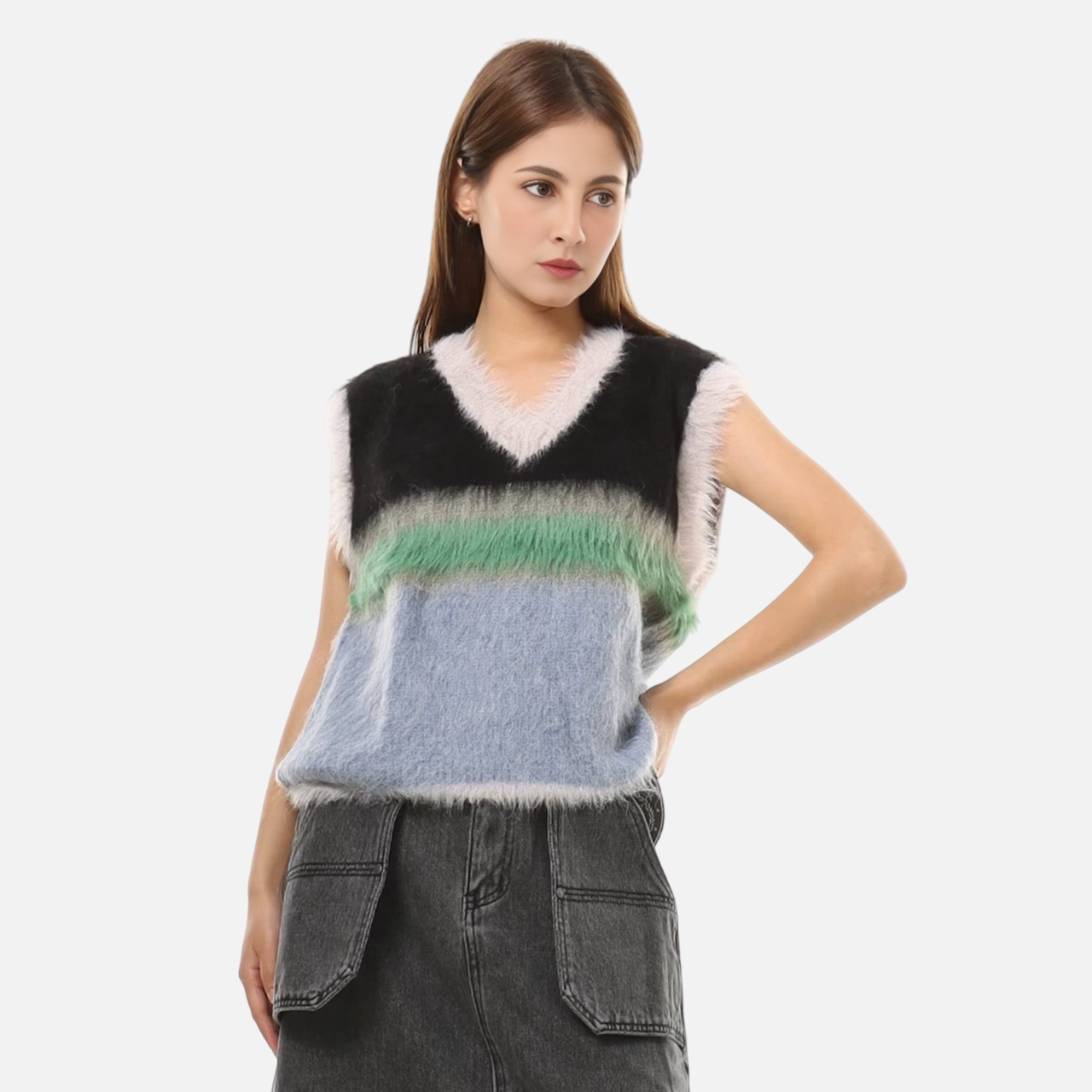 Loose Fit Blue Color-Block Vest – Soulmate Streetwear | same ANTHEM - Light blue / One Size