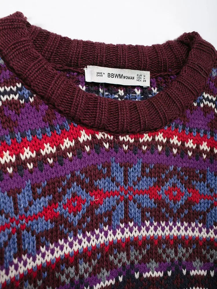 Loose Knitted Jacquard Sweater Women | Contrast Cozy Streetwear | same ANTHEM.