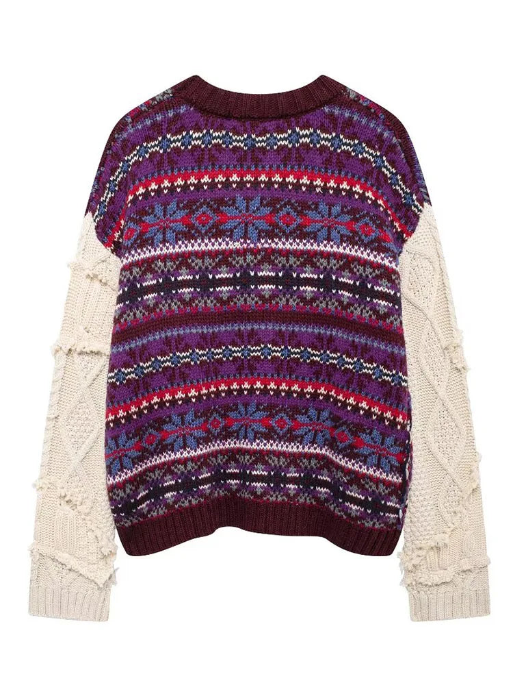 Loose Knitted Jacquard Sweater Women | Contrast Cozy Streetwear | same ANTHEM.