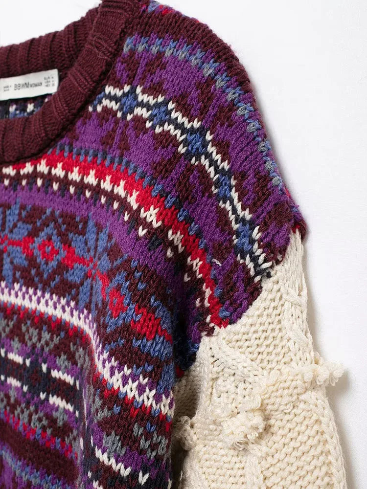 Loose Knitted Jacquard Sweater Women | Contrast Cozy Streetwear | same ANTHEM.
