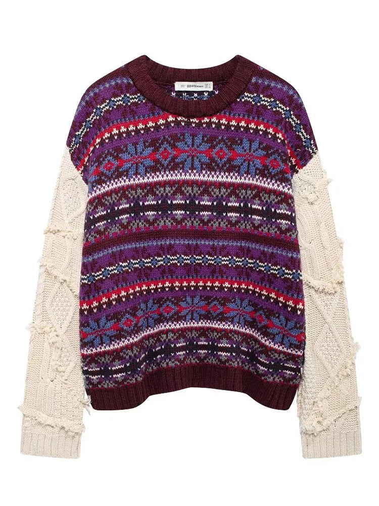 Loose Knitted Jacquard Sweater Women | Contrast Cozy Streetwear | same ANTHEM.