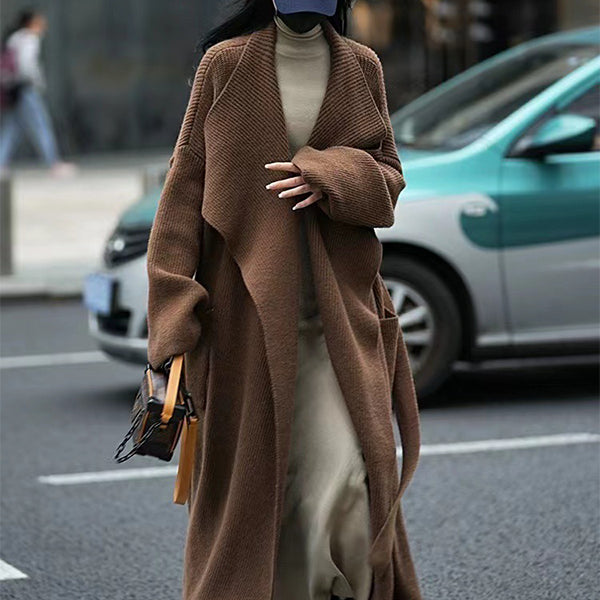 Loose Mid-Length Outerwear Sweater Cardigan Women | Lazy Chic Layer | same ANTHEM. - Coffee / One size