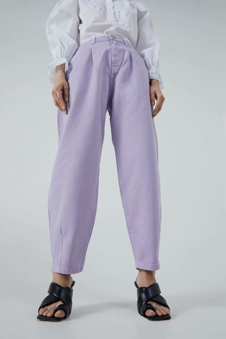 Loose Pleated Purple Denim Pants – Casual Chic | same ANTHEM - Pants