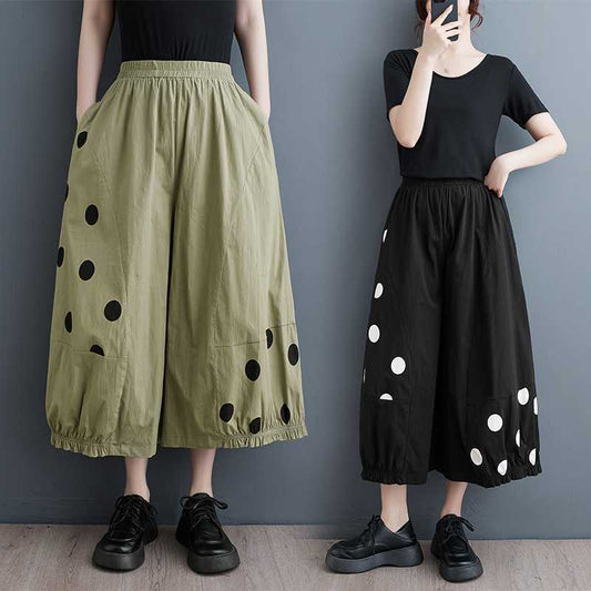Loose Printed Wide Leg Nine Quarter Pants | Japanese Casual Style | same ANTHEM