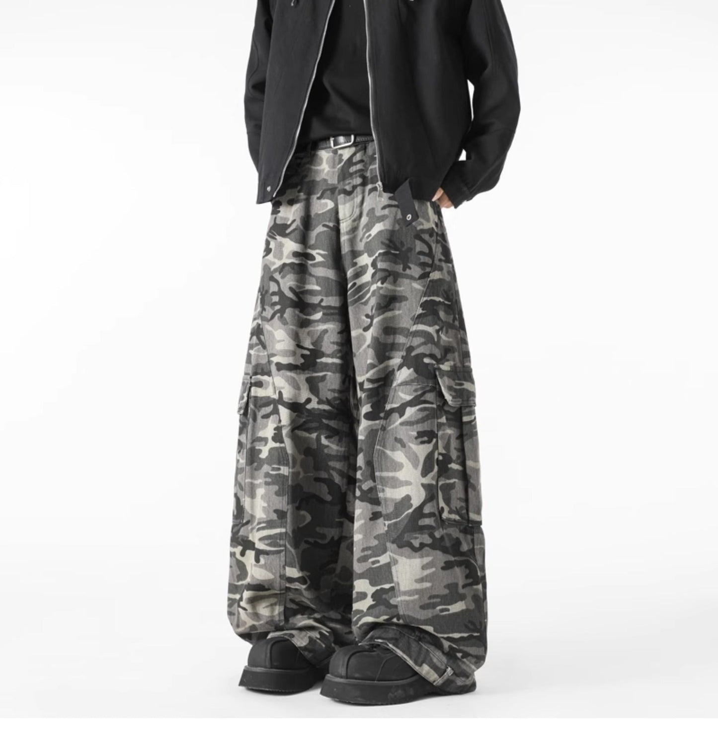 Loose Washed Wide Leg Grey Camo Pants – same ANTHEM Soulmate Streetwear - Camouflage / S