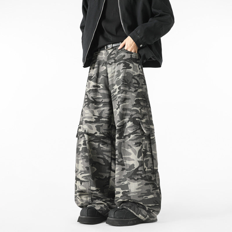 Loose Washed Wide Leg Grey Camo Pants – same ANTHEM Soulmate Streetwear