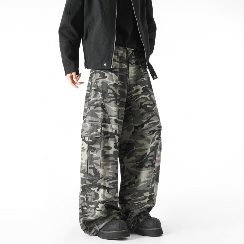 Loose Washed Wide Leg Grey Camo Pants – same ANTHEM Soulmate Streetwear