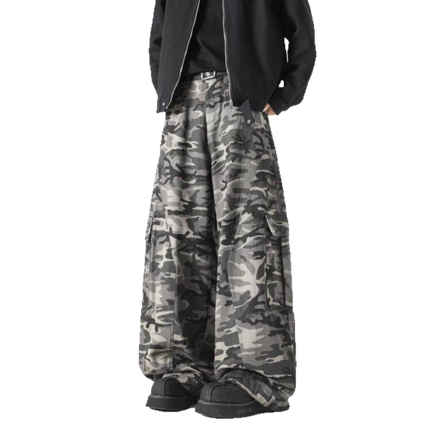 Loose Washed Wide Leg Grey Camo Pants – same ANTHEM Soulmate Streetwear