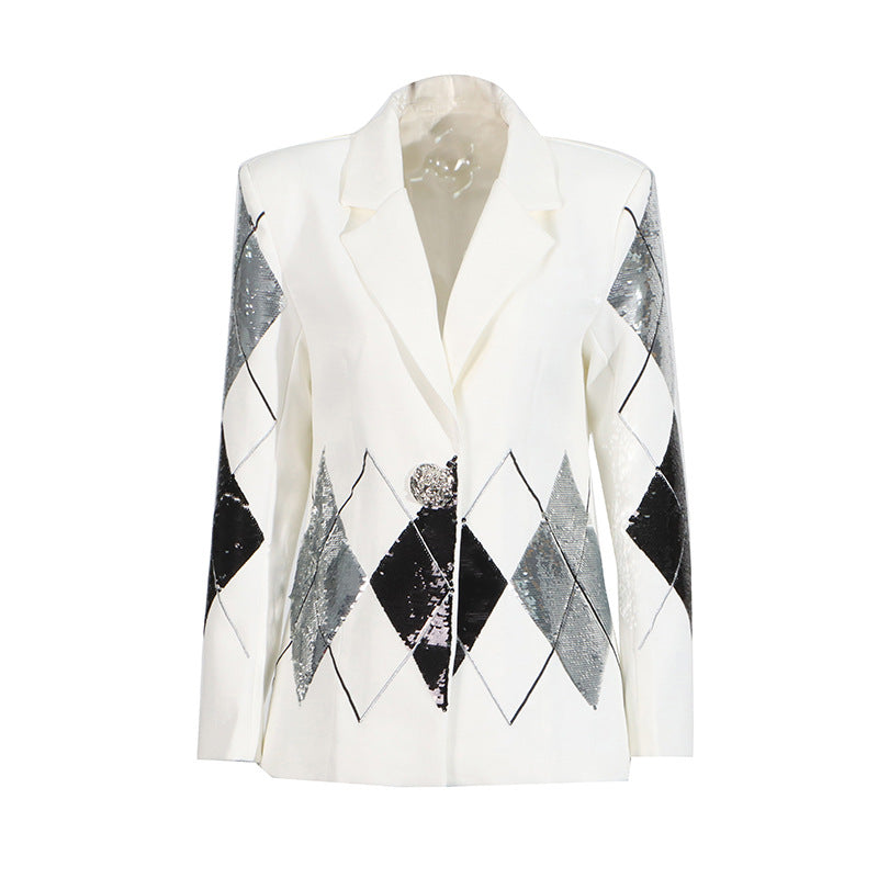 Luxury Casual Patchwork Sequin Suit Jacket for Women | same ANTHEM.