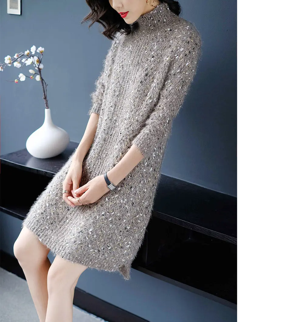 Luxury Sweater Dress for Women | Elegant Cocktail & Casual Knit | same ANTHEM. - Grey / One Size