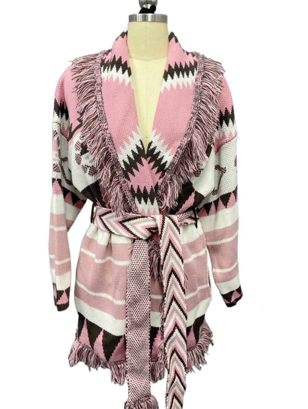 Medium Long Jacquard Cardigan | same ANTHEM. - Pink / S