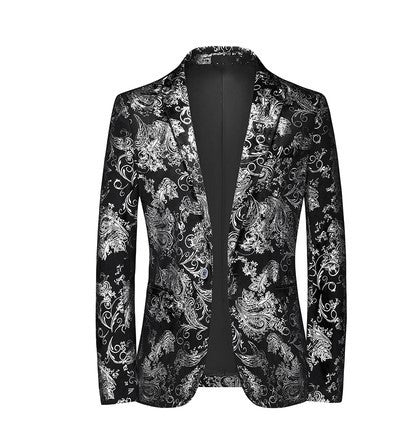 Men’s Bronzing Suit Jacket – Elegant Statement Piece for Weddings & Events | same ANTHEM - Silver / 2XL