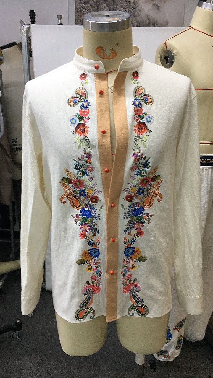Men’s Casual Open Collar Embroidered Shirt | Boho Hippie Vibes | same ANTHEM