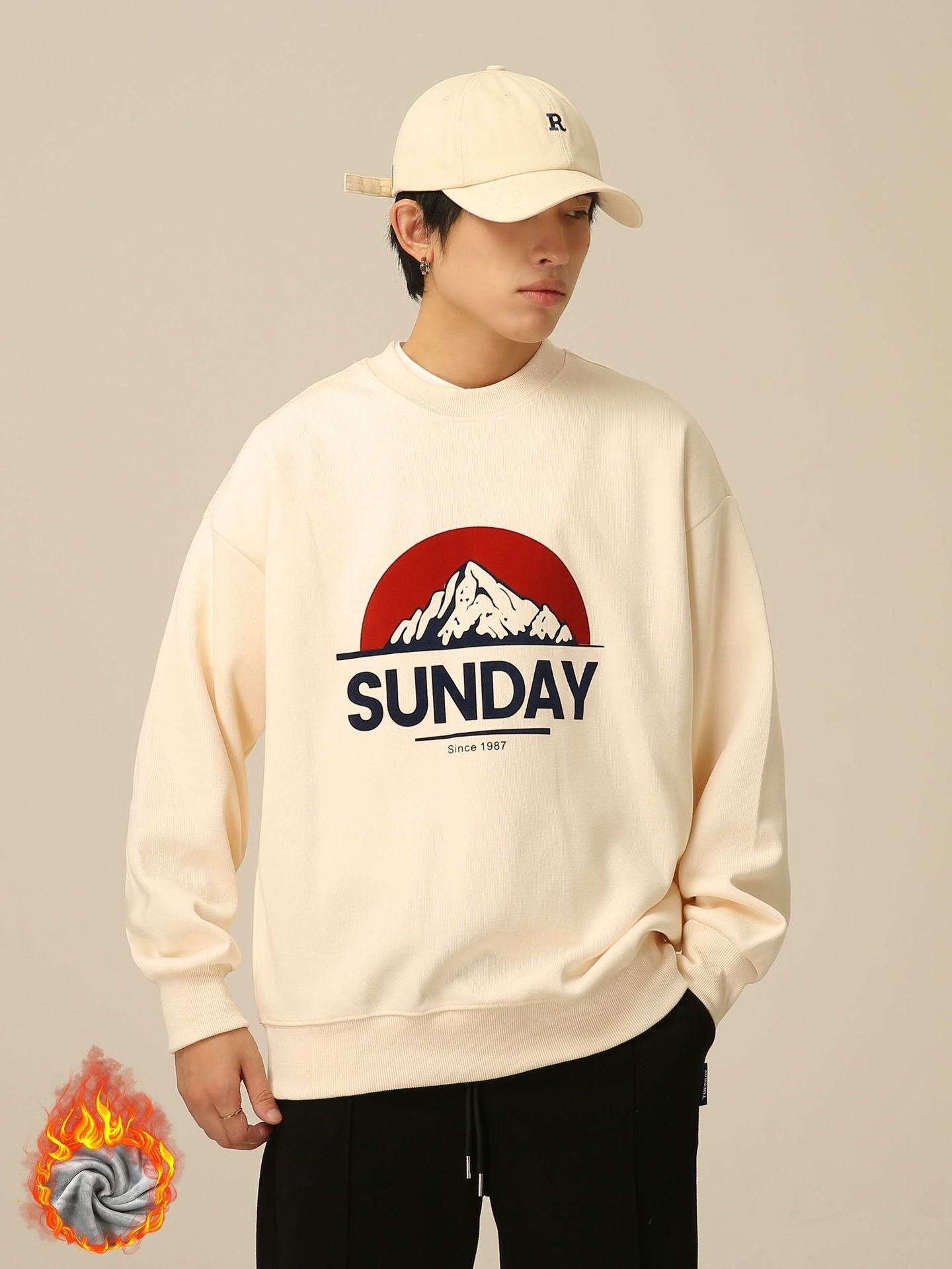 Men’s Cotton Round Neck Sweater – Streetwear Chic | same ANTHEM - Apricot Plush / XL
