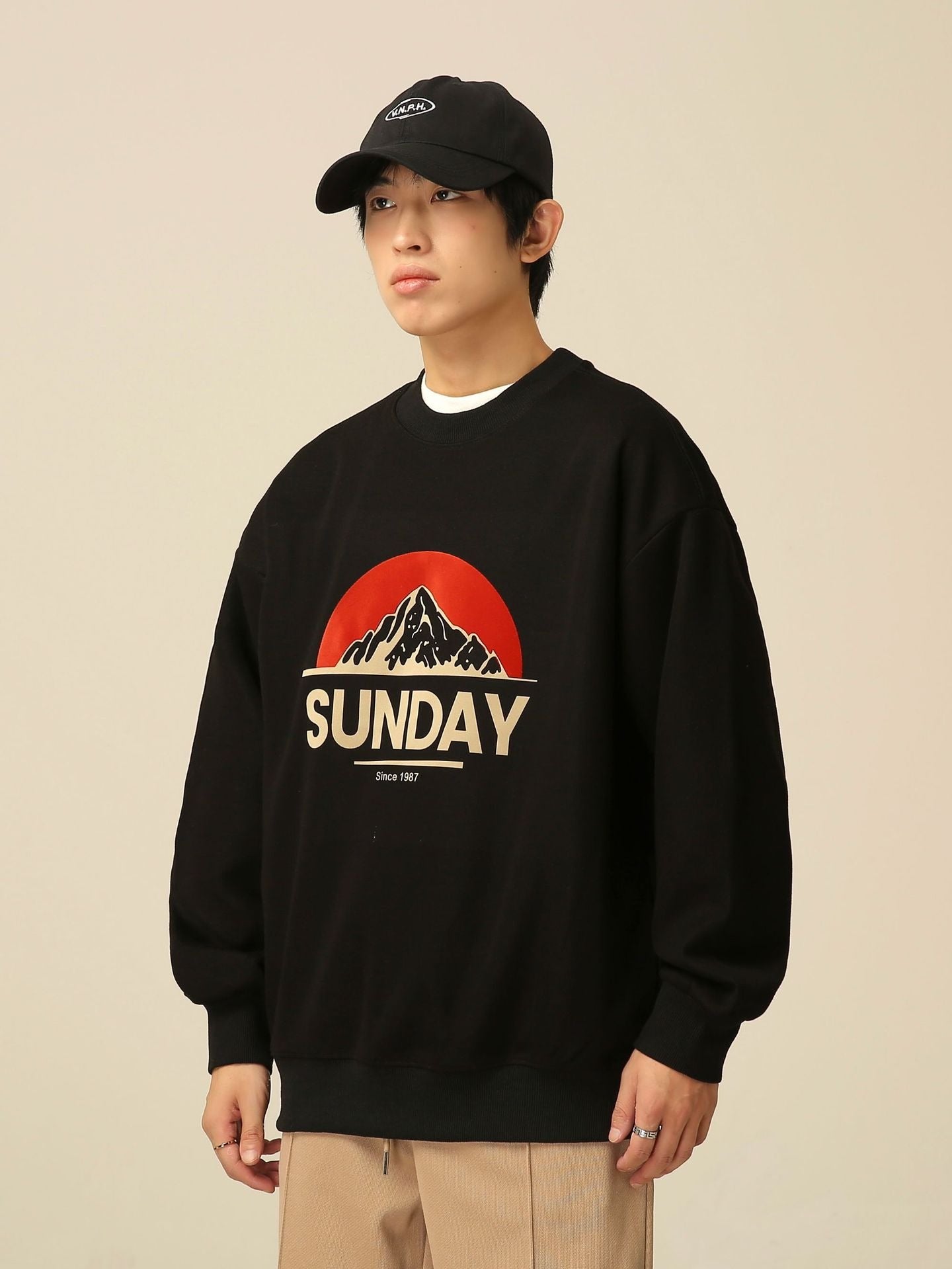 Men’s Cotton Round Neck Sweater – Streetwear Chic | same ANTHEM - Black / XXL