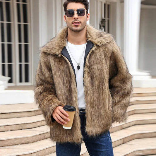 Men’s Faux Fox Fur Jacket | Luxury Winter Streetwear Coat | same ANTHEM