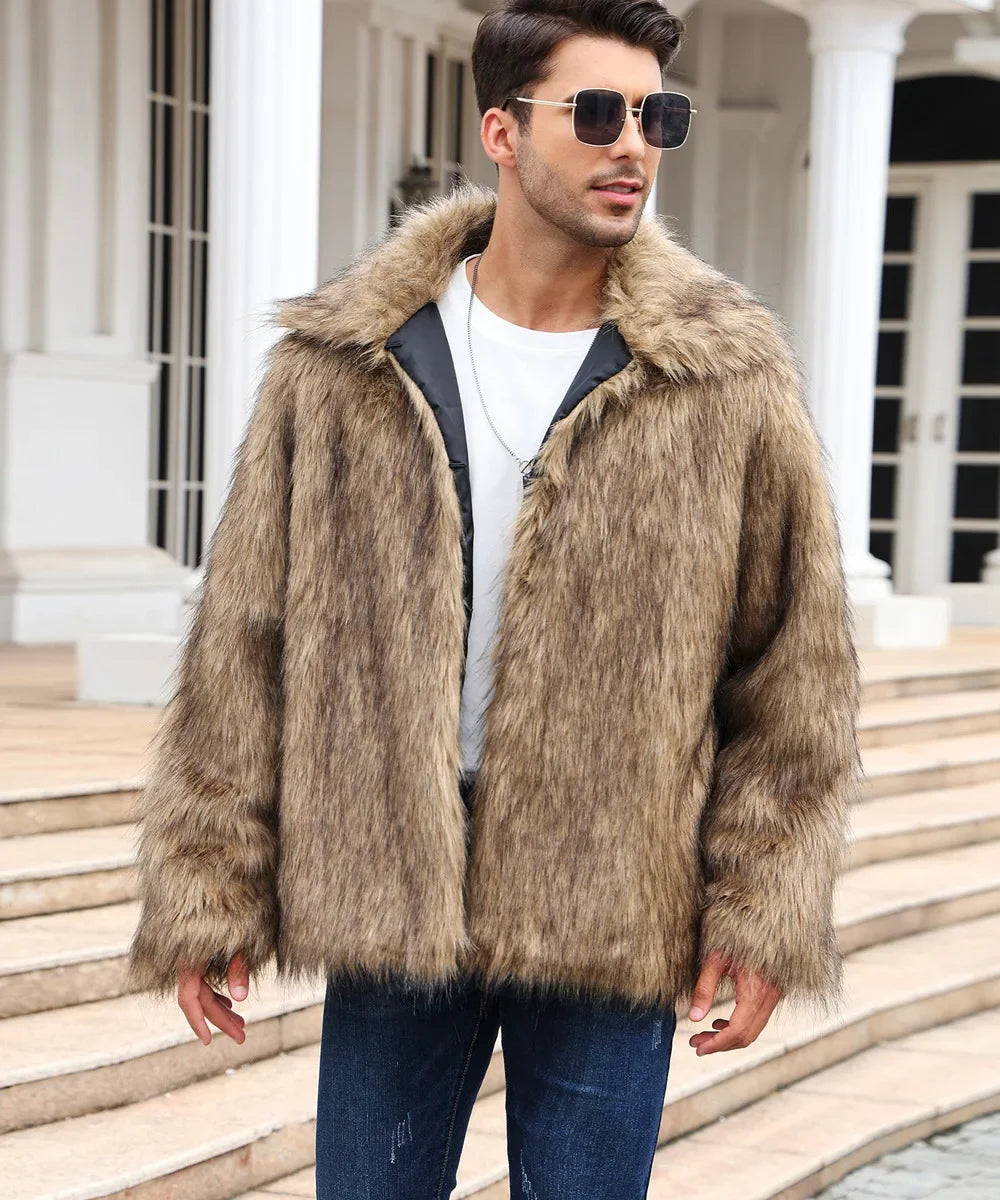 Men’s Faux Fox Fur Jacket | Luxury Winter Streetwear Coat | same ANTHEM