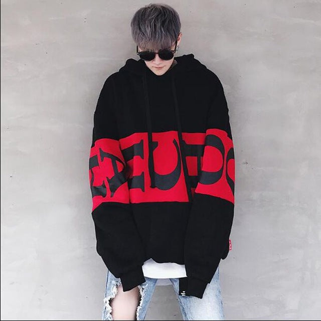 Men’s Hip Hop Hoodie – Letter Print Streetwear | same ANTHEM - MEN BLACK / M