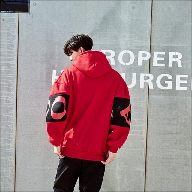 Men’s Hip Hop Hoodie – Letter Print Streetwear | same ANTHEM - MS RED / M