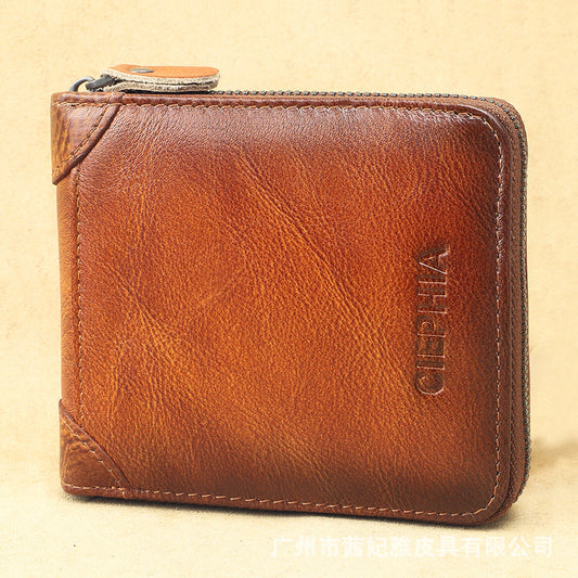 Men’s Leather Anti-theft Wallet – same ANTHEM. Multifunctional Soulmate Accessory - Yellowish Brown