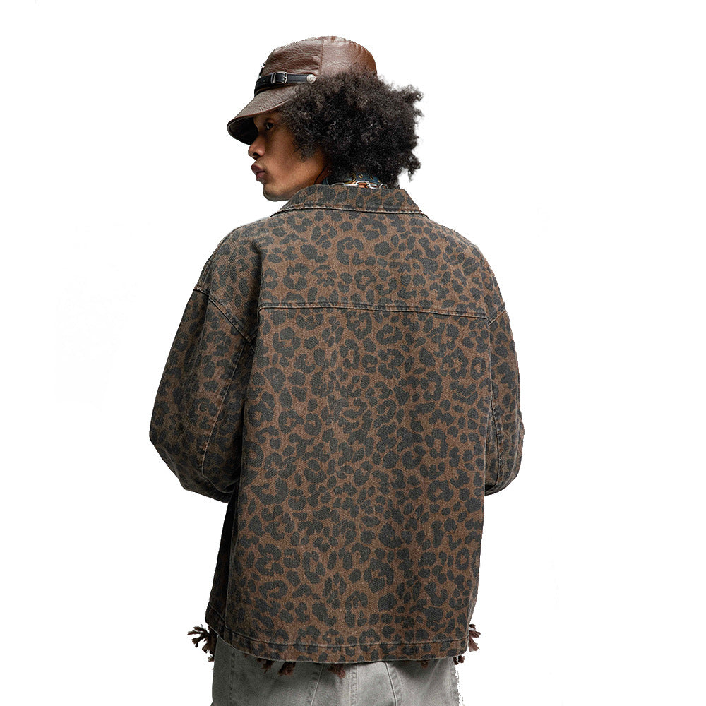 Men’s Leopard Print Denim Jacket | same ANTHEM. Soulmate Streetwear