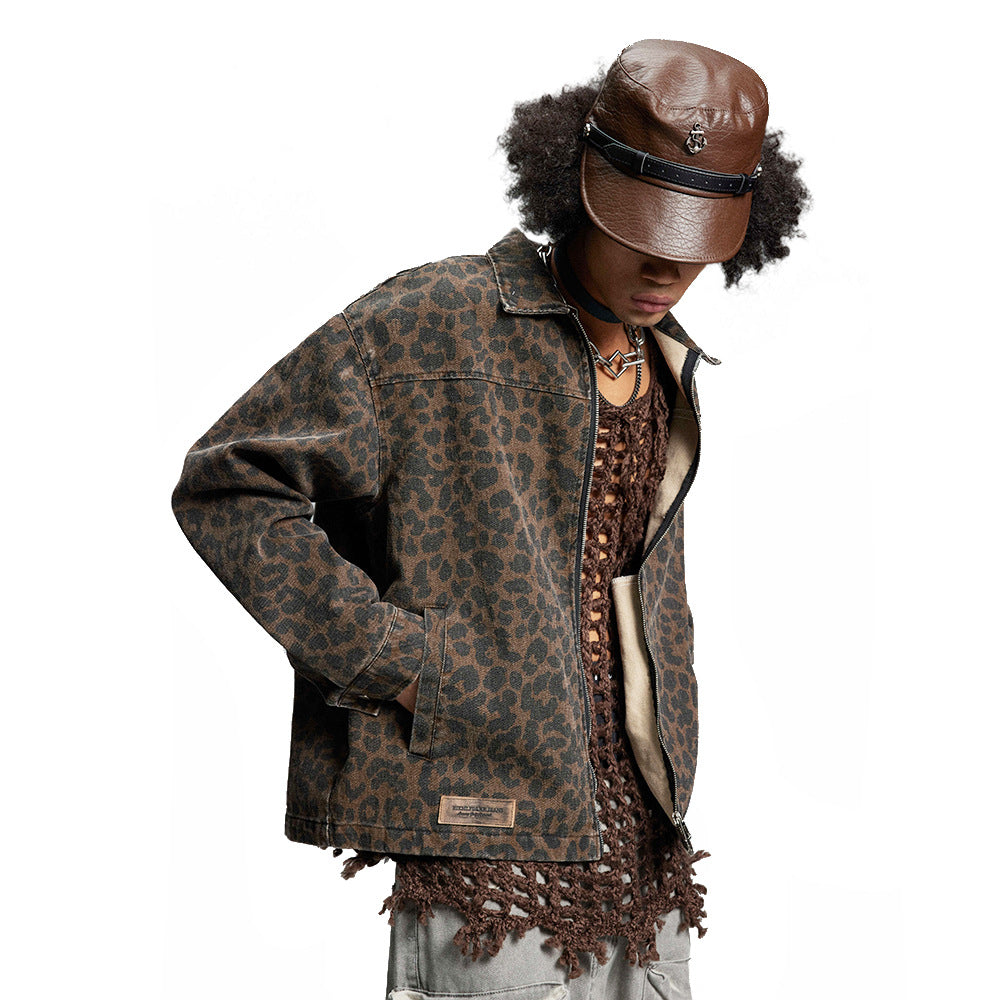 Men’s Leopard Print Denim Jacket | same ANTHEM. Soulmate Streetwear