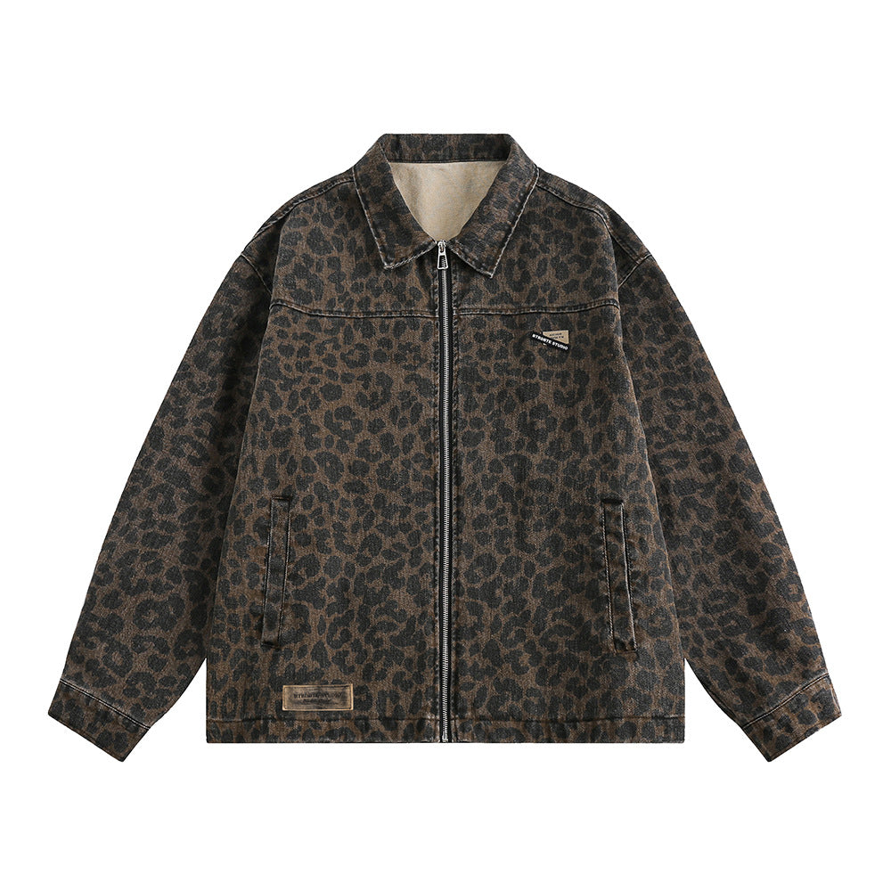 Men’s Leopard Print Denim Jacket | same ANTHEM. Soulmate Streetwear - Leopard print / M