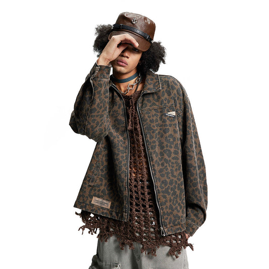 Men’s Leopard Print Denim Jacket | same ANTHEM. Soulmate Streetwear