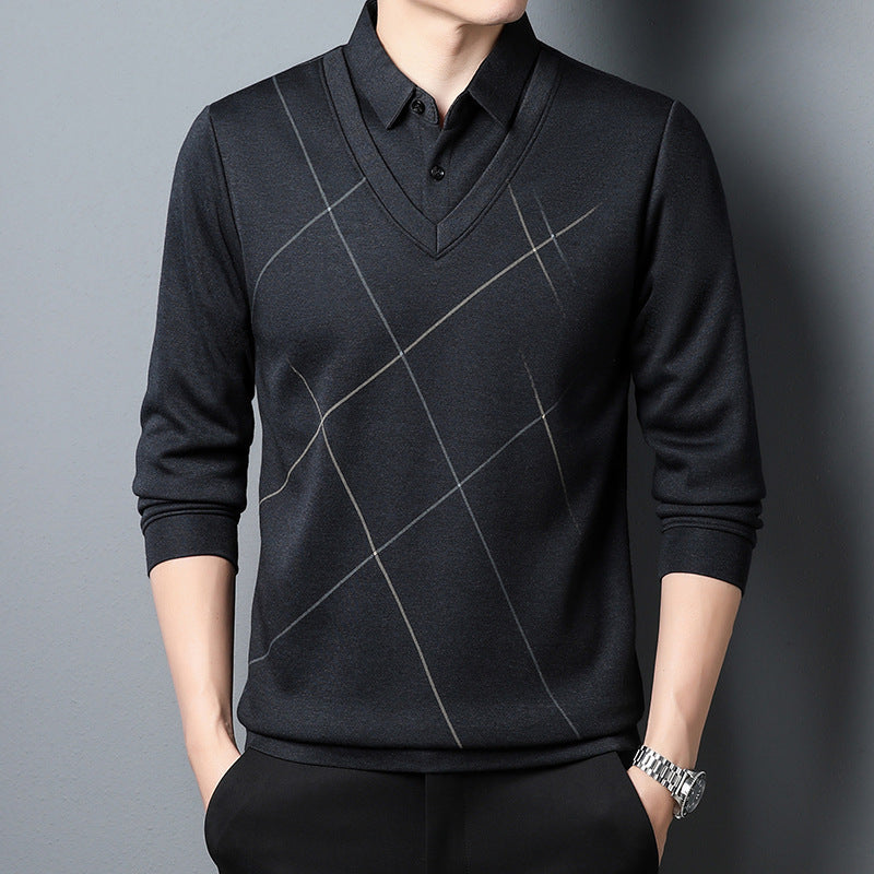 Men’s Long Sleeve Two-Piece Look T-shirt | same ANTHEM. - Gray / L
