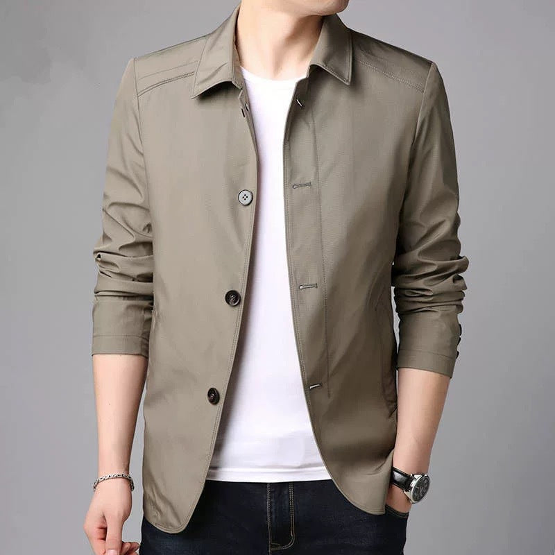 Men’s Mid Length Business Jacket – Casual Elegant Streetwear | same ANTHEM - Khaki / M