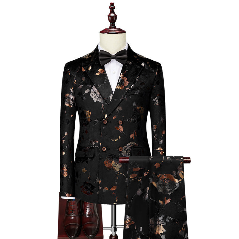 Men’s Printed Tie Suit Set – Elegant Statement for Weddings & Events | same ANTHEM. - Black / 2XL