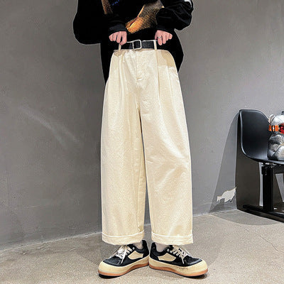 Men’s Simple Japanese Loose Straight Washed Cotton Pants – Casual Chic | same ANTHEM - Offwhite / 2XL - Pants