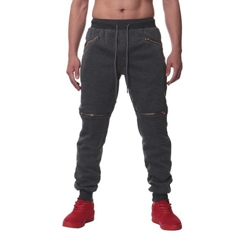Men’s Sports Pants with Double Pockets & Zip Design – Casual Streetwear | same ANTHEM - Dark Grey / 2XL - Pants