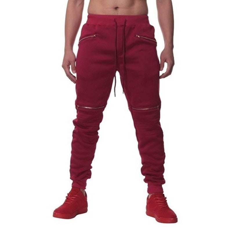 Men’s Sports Pants with Double Pockets & Zip Design – Casual Streetwear | same ANTHEM - Wine Red / 2XL - Pants