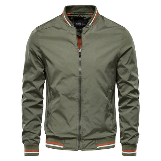 Men’s Striped Zip-Up Jacket – Casual Streetwear for Lovers & Soulmates | same ANTHEM - Army Green / 2XL