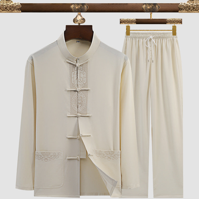 Men’s Tang Suit Set – Modern Chinese Style Summer Suit | same ANTHEM - 3105 Beige / 3XL