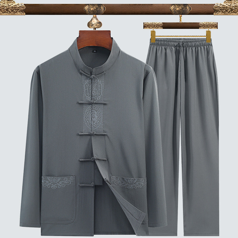 Men’s Tang Suit Set – Modern Chinese Style Summer Suit | same ANTHEM - 3105 Deep Gray / 3XL