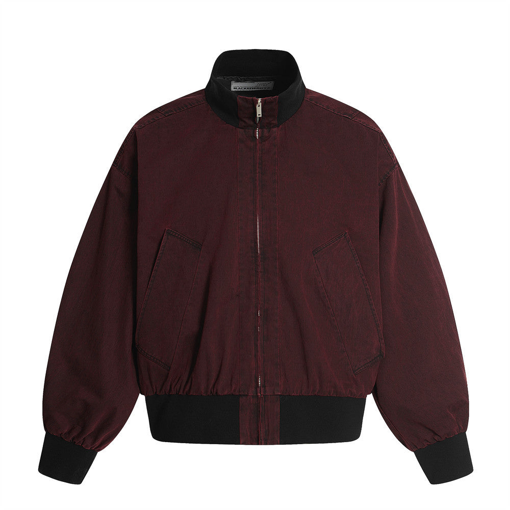 Men’s Vintage Washed Denim Jacket | same ANTHEM. Soulmate Streetwear - Dark Red / S