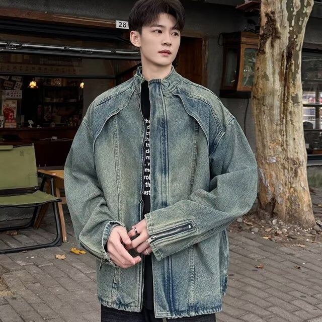 Men’s Washed Denim Zipper Jacket | same ANTHEM.