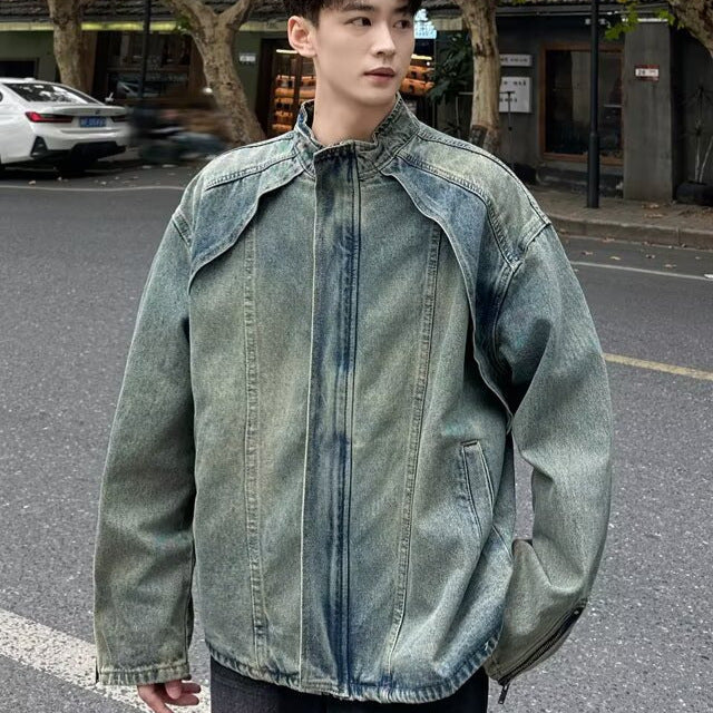 Men’s Washed Denim Zipper Jacket | same ANTHEM.